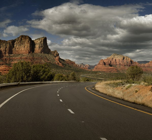 Road through rock formations