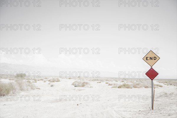 End road sign on remote dirt road