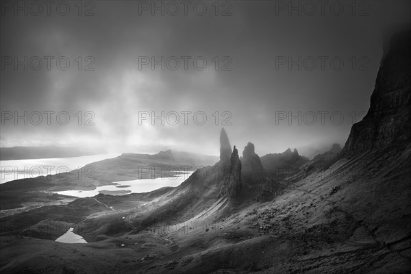 Rock formations in rural landscape