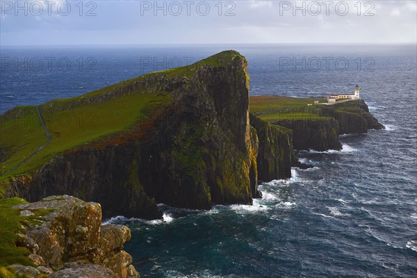 Aerial view of Neist Point cliffs