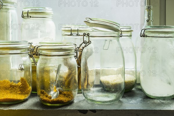 Open jars in windowsill