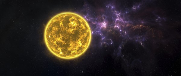 Sun and galaxy in outer space