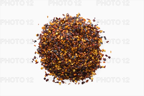 Pile of pepper flakes in shape of a circle