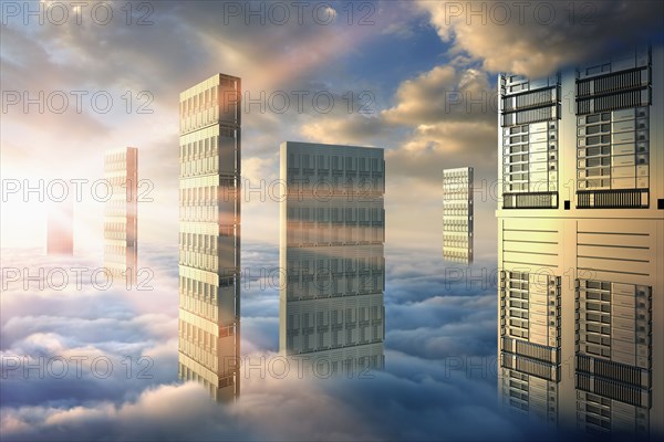 Computer servers in clouds