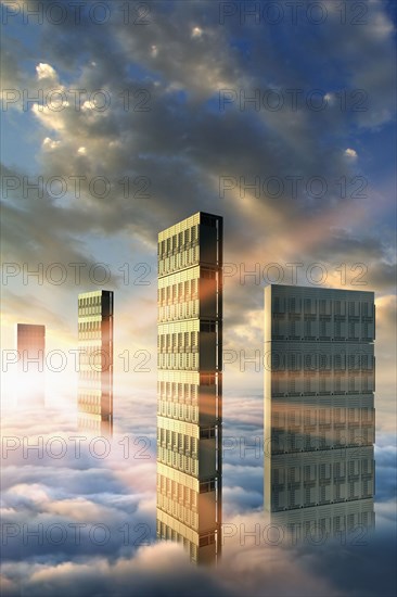 Computer servers in clouds