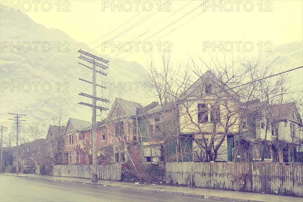 Dilapidated city neighborhood