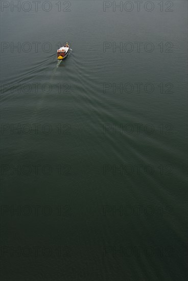 boat on Douro river high-angle view