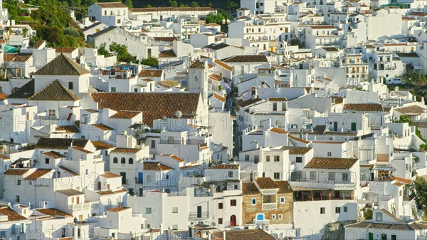 Aerial view of white buildings in cityscape