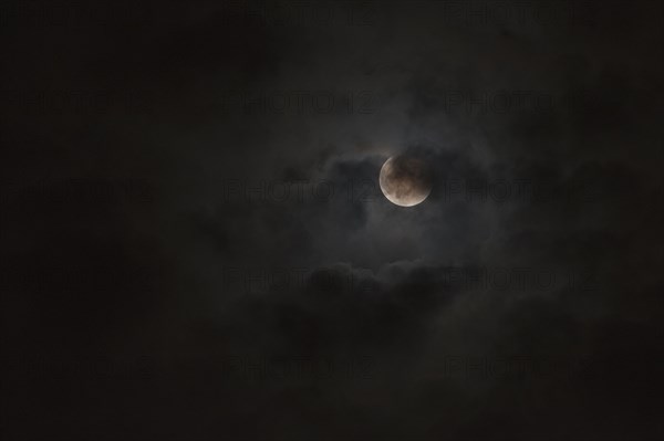 Moon glowing in night sky