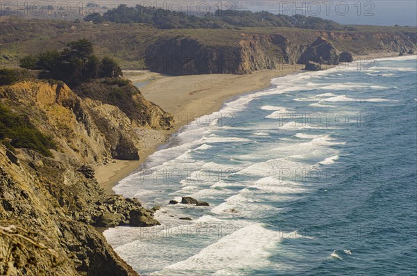 Aerial view of ocean and beach