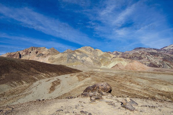 Mountains and blue sky in desert landscape