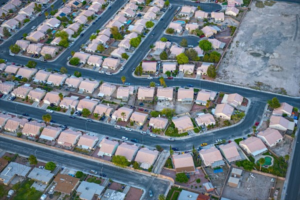 Aerial view of suburban houses