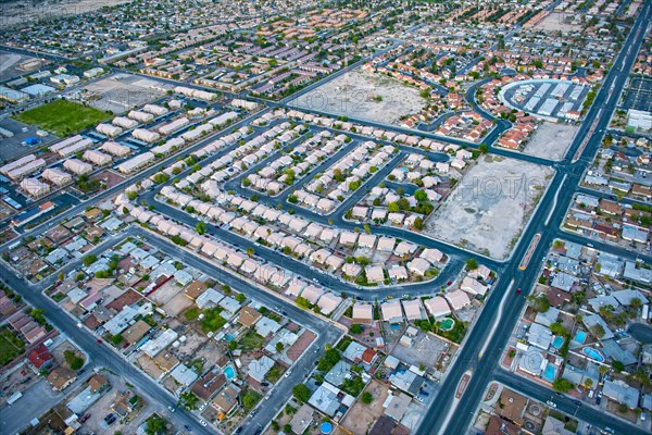 Aerial view of suburban houses