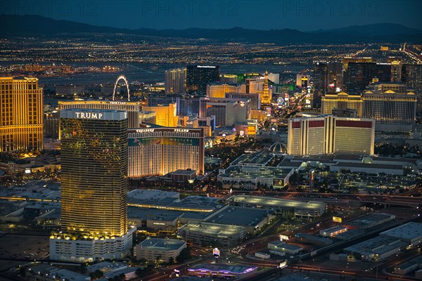 Aerial view of illuminated cityscape