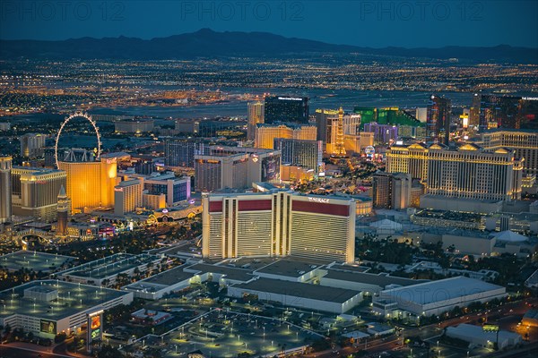 Aerial view of illuminated cityscape