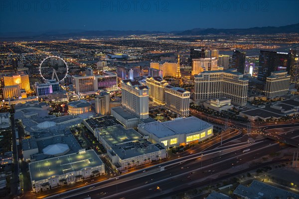 Aerial view of illuminated cityscape