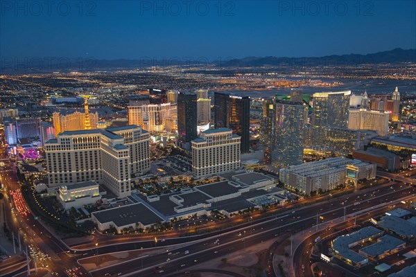 Aerial view of illuminated cityscape