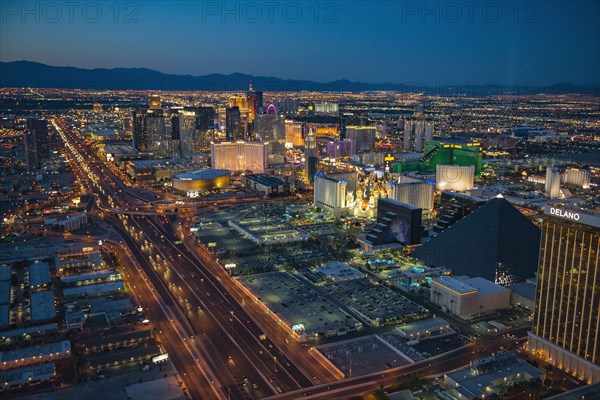 Aerial view of illuminated cityscape