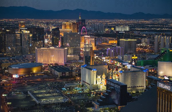 Aerial view of illuminated cityscape