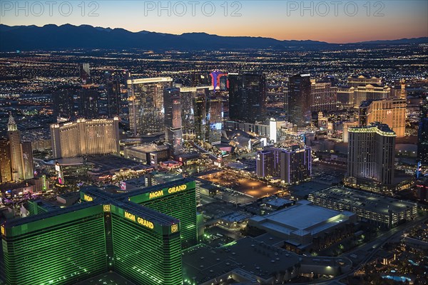 Aerial view of illuminated cityscape