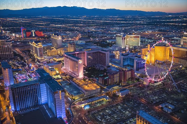 Aerial view of illuminated cityscape