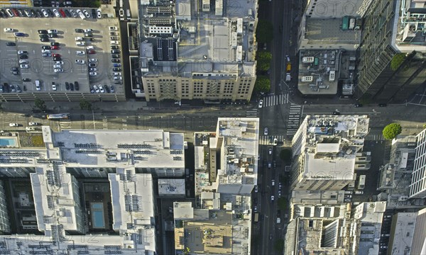 Aerial view of city intersection