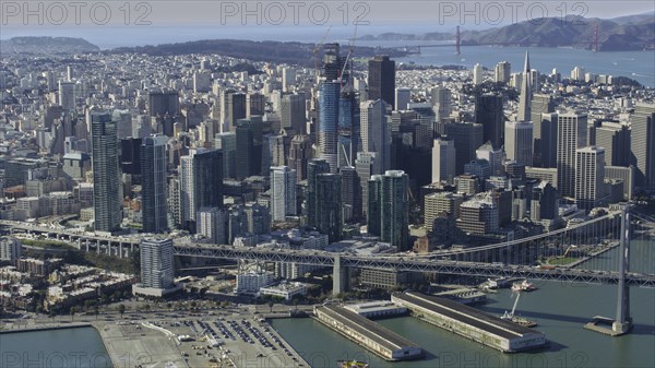 Aerial view of urban waterfront