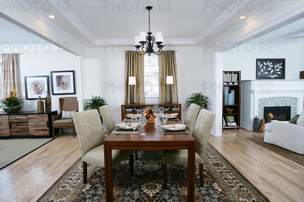 Dining table and chairs in modern dining room