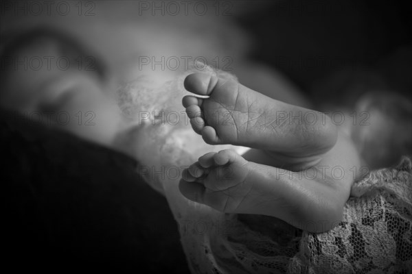 Close up of feet of sleeping baby