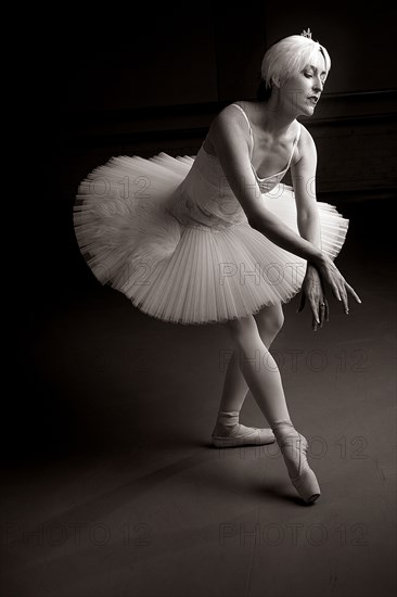 Caucasian ballet dancer wearing tutu