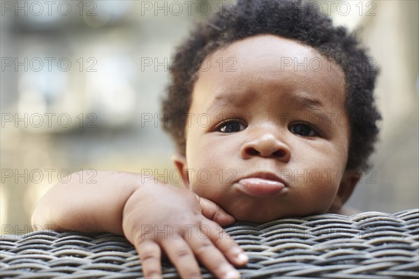 Pouting African American baby