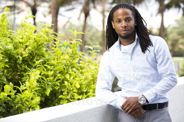 African American businessman standing outdoors