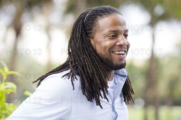 African American businessman standing outdoors