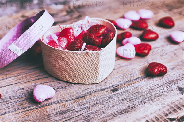 Open box of valentine hearts