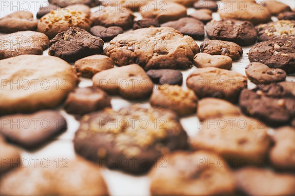 Variety of cookies on wooden table