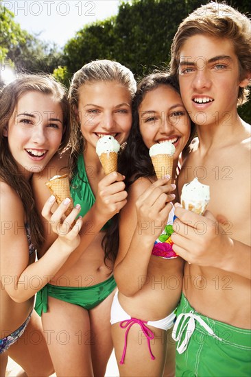 Friends eating ice cream cones