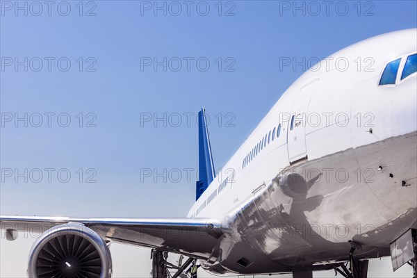 Wing and engine on airplane