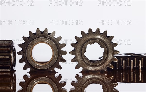 Gears in puddle of oil