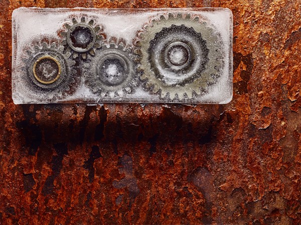 Gears frozen in ice