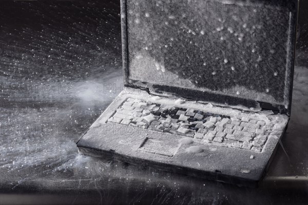 Ice on frozen laptop