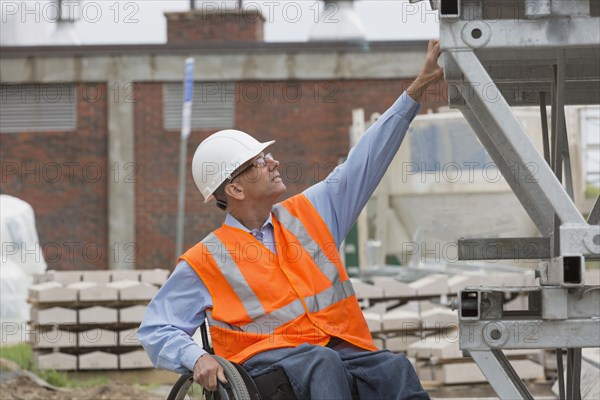 Caucasian engineer working on construction site