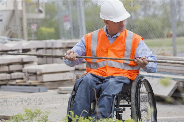 Caucasian engineer working on construction site