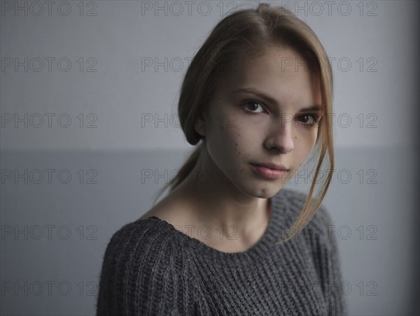 Portrait of serious Caucasian teenage girl