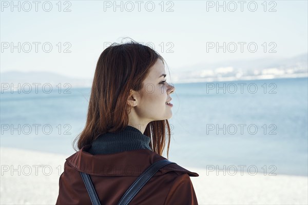 Caucasian woman at beach