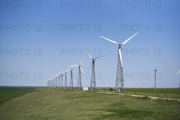 Row of wind turbines