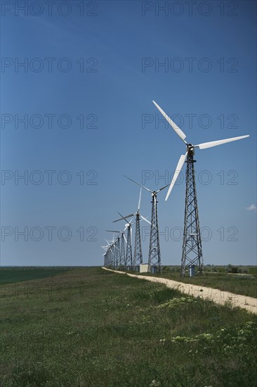 Row of wind turbines