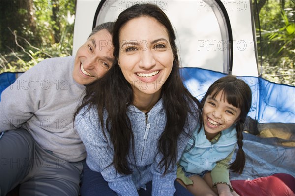 Hispanic family camping