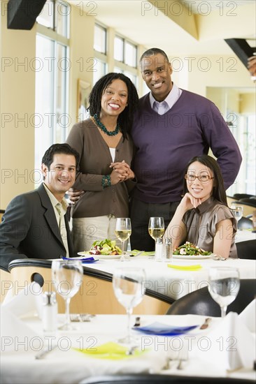 Two couples at restaurant