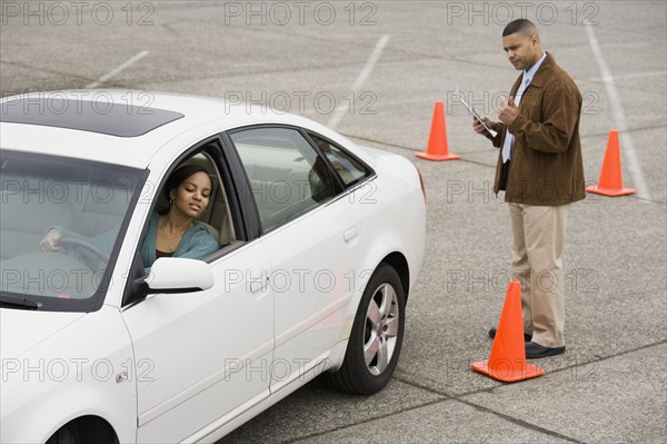 African teenager taking drivers test