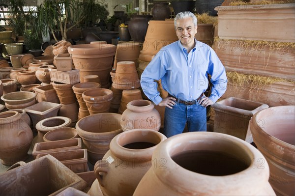 Hispanic man at garden center